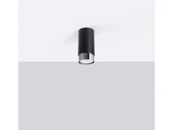 Lámpara De Techo Nero Moderno De Acero - 1 Fuentes Luminosas - L.6 X A.12,5 Cm - Negro/Cromo