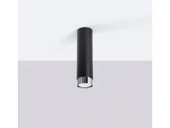 Lámpara De Techo Nero Moderno De Acero - 1 Fuentes Luminosas - L.6 X A.22,5 Cm - Negro/Cromo