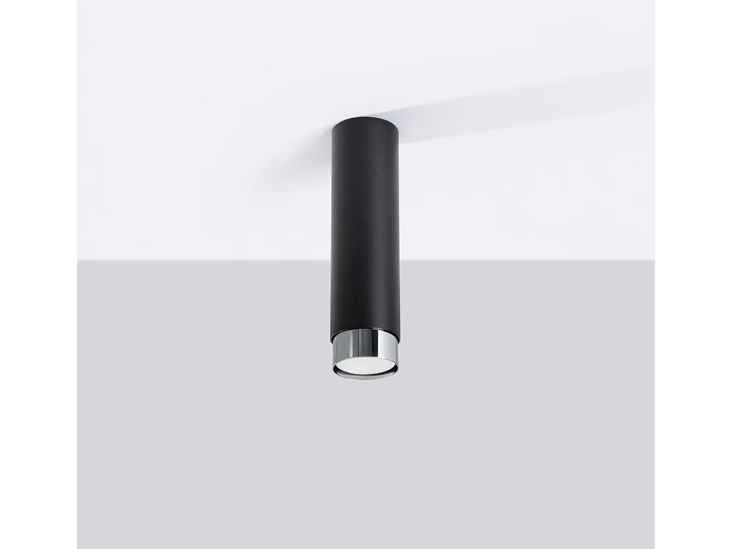 Lámpara De Techo Nero Moderno De Acero - 1 Fuentes Luminosas - L.6 X A.22,5 Cm - Negro/Cromo