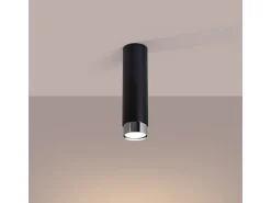 Lámpara De Techo Nero Moderno De Acero - 1 Fuentes Luminosas - L.6 X A.22,5 Cm - Negro/Cromo