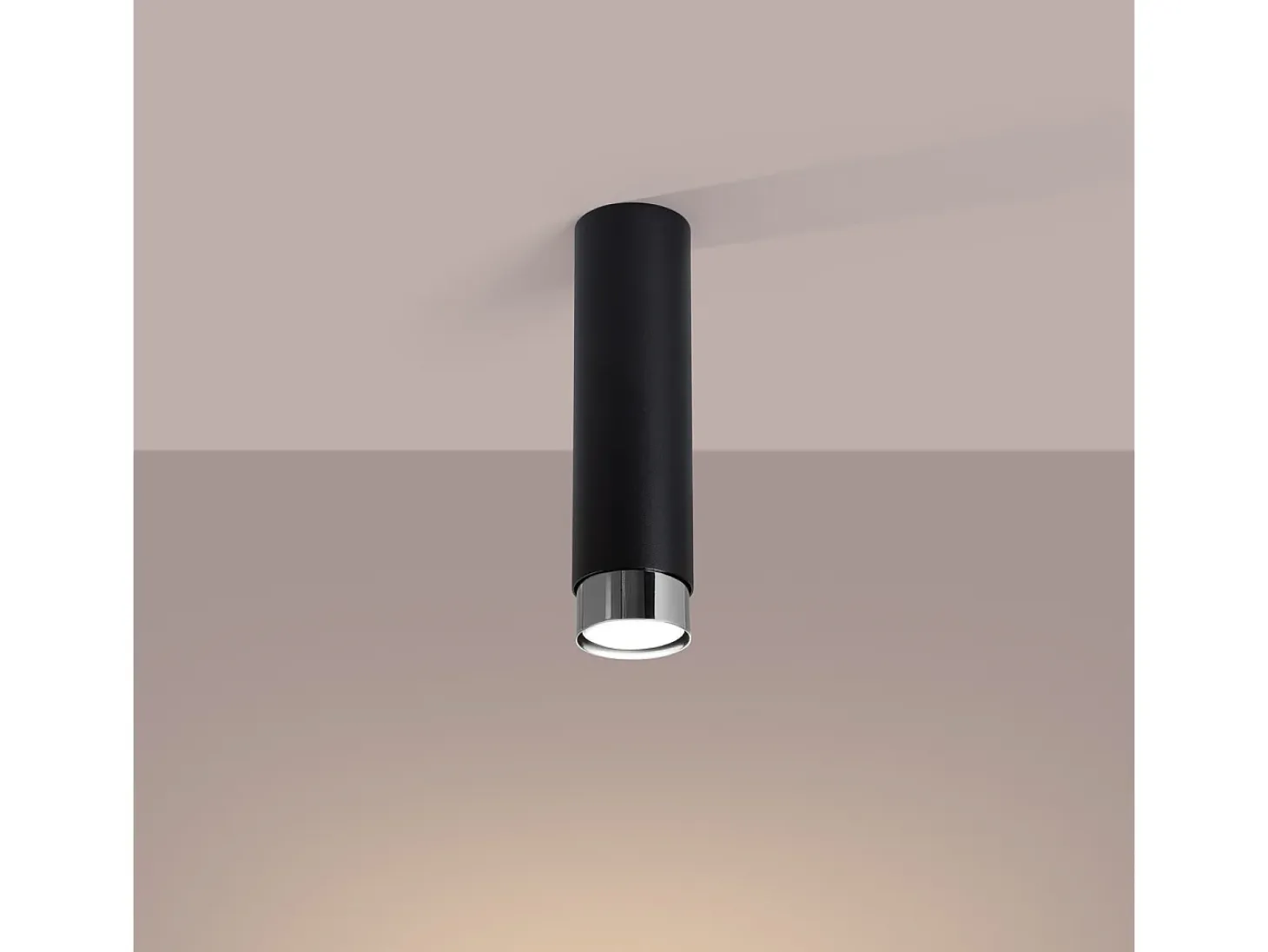Lámpara De Techo Nero Moderno De Acero - 1 Fuentes Luminosas - L.6 X A.22,5 Cm - Negro/Cromo
