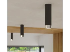 Lámpara De Techo Nero Moderno De Acero - 1 Fuentes Luminosas - L.6 X A.22,5 Cm - Negro/Cromo