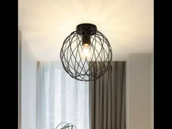 Lámpara de techo NETTLIFE, estilo industrial vintage negro, para pasillo, E27, 1 bombilla, estilo retro, con jaula metálica.