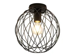 Lámpara de techo NETTLIFE, estilo industrial vintage negro, para pasillo, E27, 1 bombilla, estilo retro, con jaula metálica.