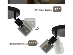 Lámpara de techo NETTLIFE con 3 llamas, color negro, industrial, E14, para sala de estar