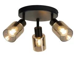 Lámpara de techo NETTLIFE con 3 llamas, color negro, industrial, E14, para sala de estar