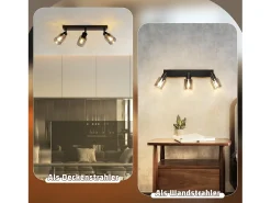 Lámpara de techo NETTLIFE con 3 llamas, color negro, industrial, E14, para sala de estar