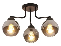 Lámpara de techo NETTLIFE de cristal negro: lámpara de cocina vintage, lámpara de pasillo industrial con 3 bombillas E27