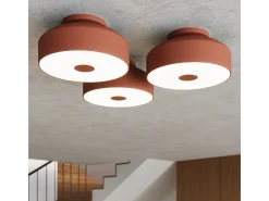 Lámpara De Techo Omiq Moderno De Acero/Pvc - 4 Fuentes Luminosas - L.30 X A.15 Cm - Ocre Rojo