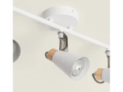 Lámpara de Techo Orientable Metal y Madera 3 Focos Mara Blanco