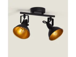 Lámpara de Techo Orientable Aluminio 2 Focos Negro Emer Negro