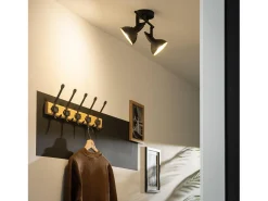 Lámpara de Techo Orientable Aluminio 2 Focos Negro Emer Negro