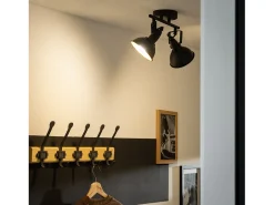 Lámpara de Techo Orientable Aluminio 2 Focos Negro Emer Negro
