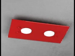 Lámpara de techo rectangular Toplight Path de 2 luces con casquillo GX53, estructura roja, diseño moderno 40x20x3cm