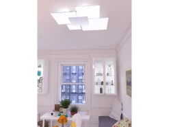 Lámpara de techo rectangular Toplight Upgrade de 4 luces con casquillo GX53, estructura en color plata y blanco, diseño moderno 91x86x15cm