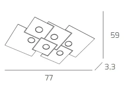 Lámpara de techo rectangular Toplight Plate de 6 luces con casquillo GX53, estructura antracita, diseño moderno 77x59x3cm