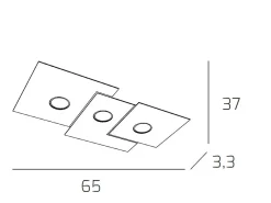 Lámpara de techo rectangular Toplight Plate de 3 luces con casquillo GX53, estructura antracita, diseño moderno 65x37x3cm