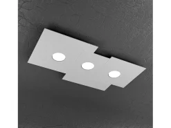 Lámpara de techo rectangular Toplight Plate de 3 luces con casquillo GX53, estructura gris, diseño moderno 65x37x3cm