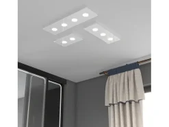 Lámpara de techo rectangular Toplight Path de 4 luces con casquillo GX53, estructura blanca, diseño moderno 80x20x3cm