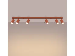 Lámpara De Techo Ring Moderno De Acero - 6 Fuentes Luminosas - L.117 X A.17 Cm - Ocre Rojo