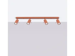 Lámpara De Techo Ring Moderno De Acero - 4 Fuentes Luminosas - L.81 X A.17 Cm - Ocre Rojo