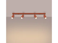 Lámpara De Techo Ring Moderno De Acero - 4 Fuentes Luminosas - L.81 X A.17 Cm - Ocre Rojo