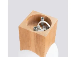 Lámpara De Techo Solis Minimalista De Madera/Vidrio - 1 Fuentes Luminosas - L.12 X A.19 Cm - Madera Natural/Blanco