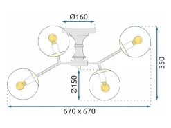 Lámpara De Techo Toolight App1134-6C Black Gold
