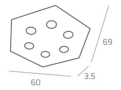 Lámpara de techo Toplight Hexagonal Hexagon 6 luces máx. 9W con casquillo GX53, estructura gris, diseño moderno 60x69x3cm