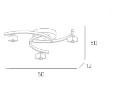 Lámpara de techo Toplight Metropolitan de 3 luces con casquillo G9, estructura cromada y cristal trabajado, diseño moderno 50x50x12cm