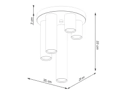 Lámpara de techo Toris moderno de acero - 5 fuentes luminosas 4000K - L.25 x A.33 cm - negro