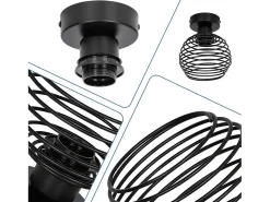 Lámpara de techo vintage NETTLIFE, color negro, E27, de metal, para recibidor, escalera, balcón, cocina y dormitorio.
