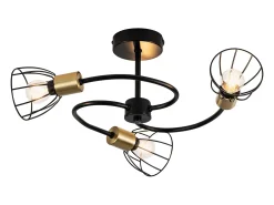 Lámpara de techo vintage NETTLIFE de metal negro, 3 luces E14, estilo industrial, para salón, cocina, pasillo, dormitorio y comedor