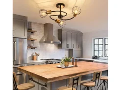 Lámpara de techo vintage NETTLIFE de metal negro, 3 luces E14, estilo industrial, para salón, cocina, pasillo, dormitorio y comedor