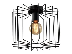 Lámpara de techo vintage NETTLIFE E27, lámpara de araña de jaula negra de 27 cm, lámpara de pasillo de metal retro