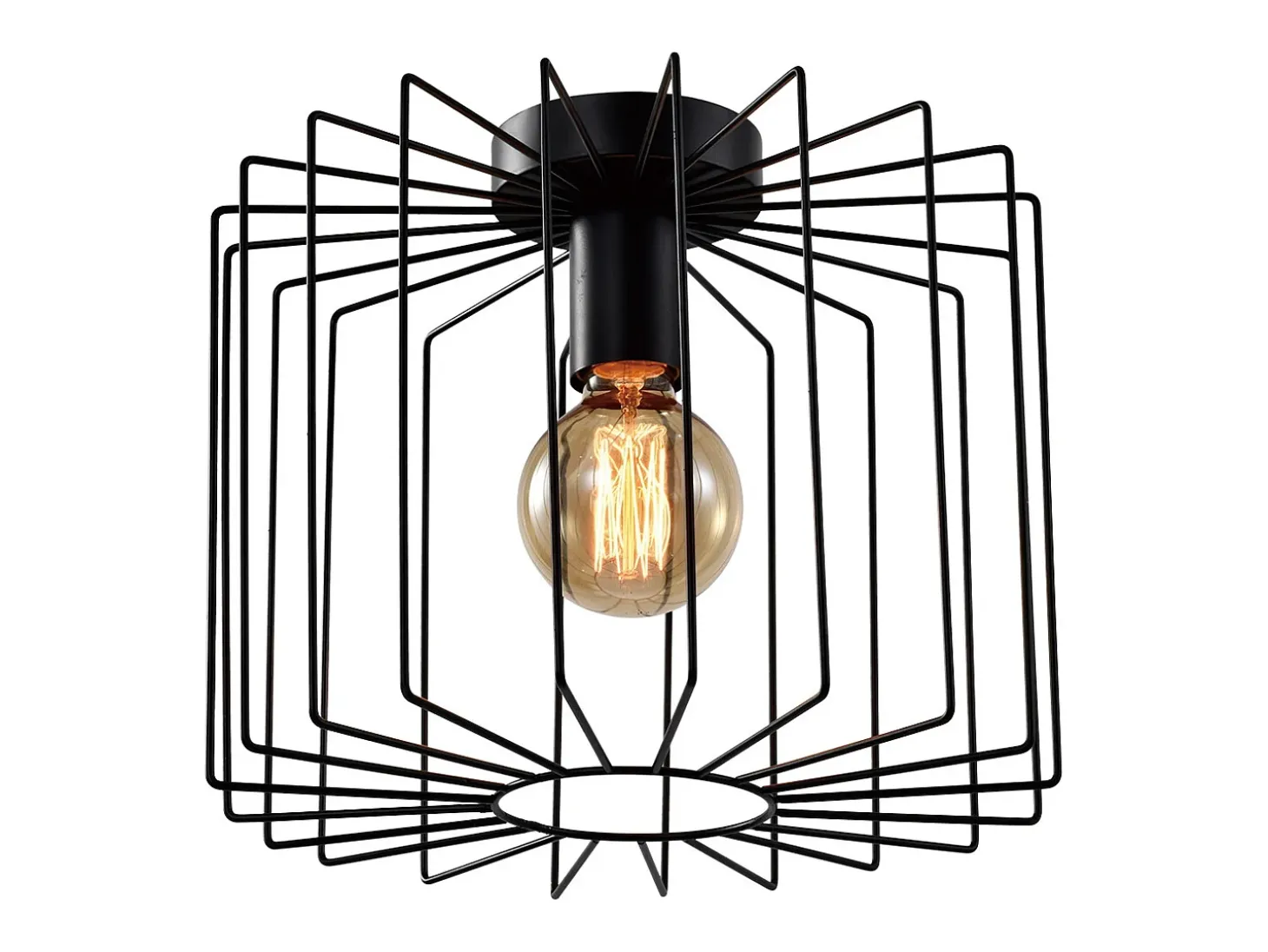 Lámpara de techo vintage NETTLIFE E27, lámpara de araña de jaula negra de 27 cm, lámpara de pasillo de metal retro