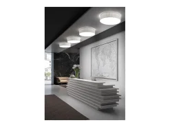 Lámpara de techo VORADA estilo moderno - D. ø60 cm - LED COB AC 25W - 3540 lm Y 3K- IP20 - pantalla sintética cinta plisada- acero y negro