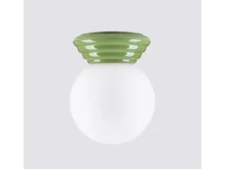 Lámpara de techo Zori minimalista de cerámica/vidrio vidriado - 1 fuentes luminosas - L.12 x A.12 cm - verde oliva