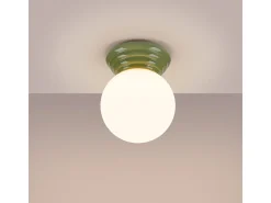 Lámpara de techo Zori minimalista de cerámica/vidrio vidriado - 1 fuentes luminosas - L.12 x A.12 cm - verde oliva