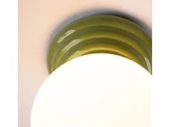 Lámpara de techo Zori minimalista de cerámica/vidrio vidriado - 1 fuentes luminosas - L.12 x A.12 cm - verde oliva