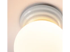 Lámpara de techo Zori minimalista de cerámica/vidrio vidriado - 1 fuentes luminosas - L.12 x A.12 cm - blanco