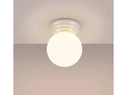 Lámpara de techo Zori minimalista de cerámica/vidrio vidriado - 1 fuentes luminosas - L.12 x A.12 cm - blanco