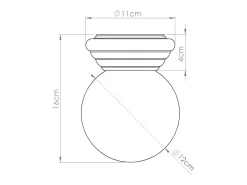 Lámpara de techo Zori minimalista de cerámica/vidrio vidriado - 1 fuentes luminosas - L.12 x A.12 cm - beige