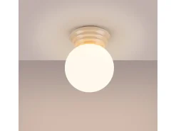 Lámpara de techo Zori minimalista de cerámica/vidrio vidriado - 1 fuentes luminosas - L.12 x A.12 cm - beige