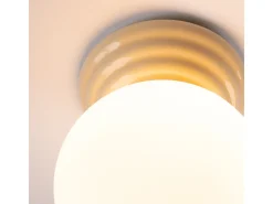 Lámpara de techo Zori minimalista de cerámica/vidrio vidriado - 1 fuentes luminosas - L.12 x A.12 cm - beige