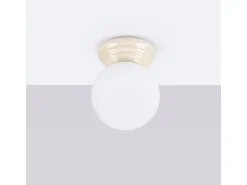 Lámpara de techo Zori minimalista de cerámica/vidrio vidriado - 1 fuentes luminosas - L.12 x A.12 cm - beige