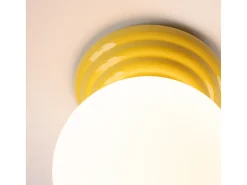 Lámpara de techo Zori minimalista de cerámica/vidrio vidriado - 1 fuentes luminosas - L.12 x A.12 cm - amarillo