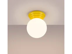 Lámpara de techo Zori minimalista de cerámica/vidrio vidriado - 1 fuentes luminosas - L.12 x A.12 cm - amarillo