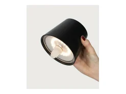 Lámpara LED Poldina STOPPER de Zafferano, recargable y portátil, color negro, con batería hasta 12 horas