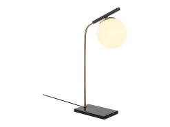 Lámpara mesa Art Déco metal y globo cristal YILDIZ - Ancho 25 x Alt. 55 cm - Negro